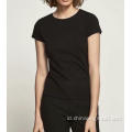 T-shirt wanita berkualitas tinggi grosir 100% katun banyak warna kustom logo kaos polos dicetak hitam t shirtshot stock siap
